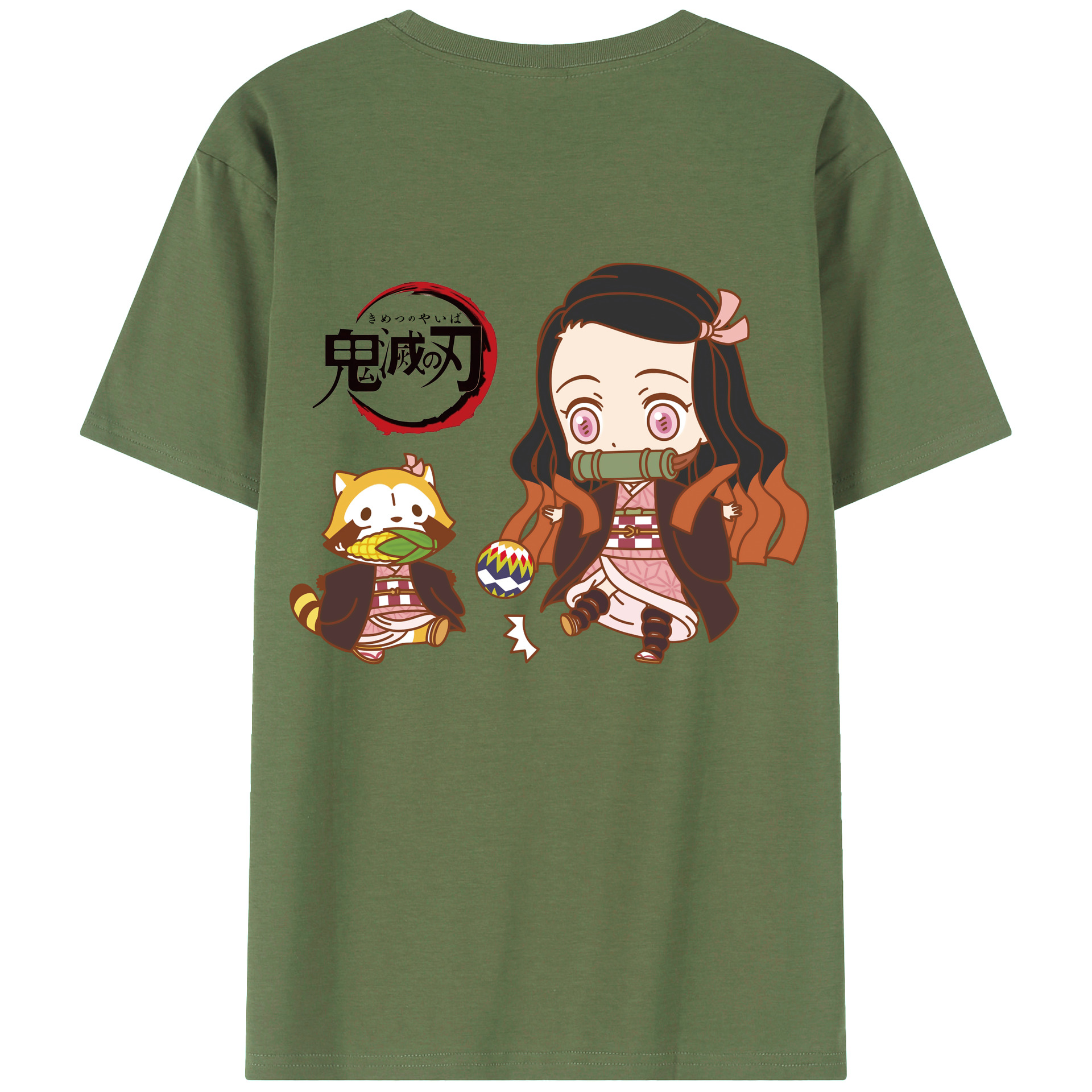 （画像用） 鬼滅の刃（きめつのやいば）竈門 禰󠄀豆子／かまど ねずこ Kamado Nezuko 綿100％ メンズ半袖Tシャツ（バックプリント） 通気性